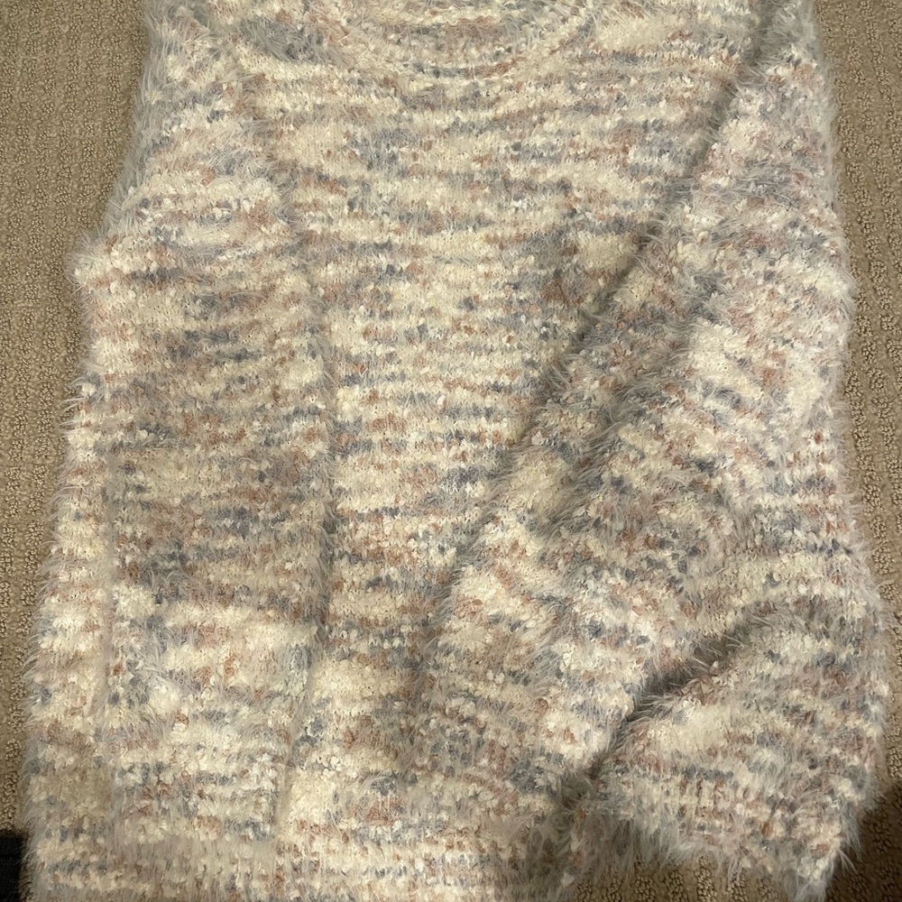 Lush Cream and Brown Crew Neck Sweater